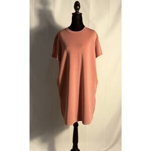 Member's Mark Women's Sandwash Short Sleeve Dress Size L Pink W Pockets
